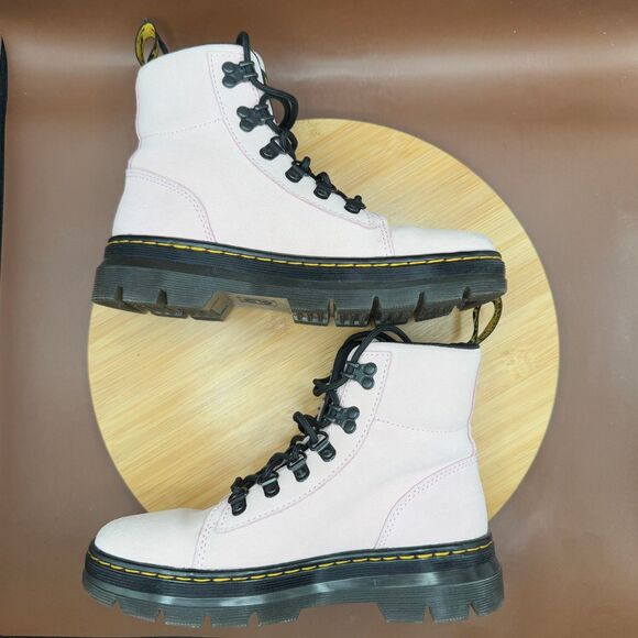 Dr Martens Combs Women Casual Suede Boots Pink Sz 6 - Picture 4 of 10